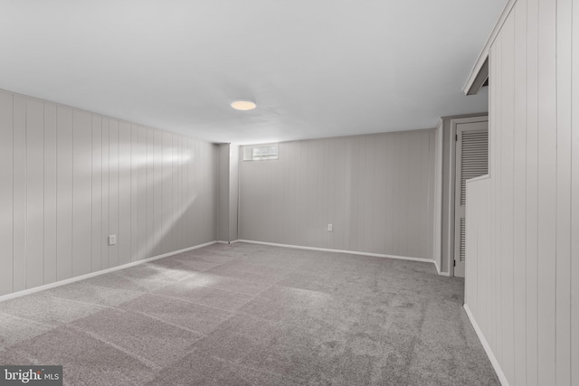 finished below grade area with carpet flooring