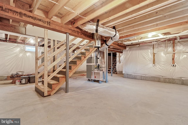 41 S Mechanic St, Camden Wyoming, DE 19934 - unfinished basement featuring stairs and heating unit