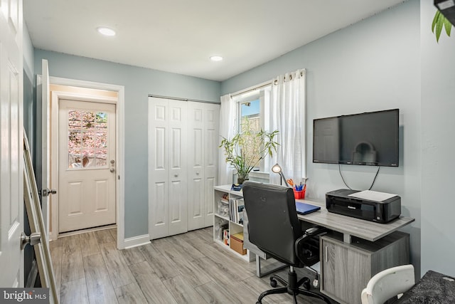 1016 Leiper St, Crum Lynne, PA 19022 - office space with recessed lighting, baseboards, and light wood finished floors