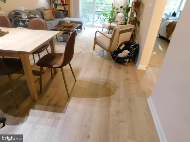 dining area featuring wood finished floors