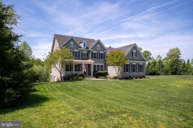 view of front of house with a front lawn and a porch