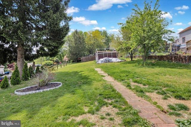 view of yard featuring a fenced backyard