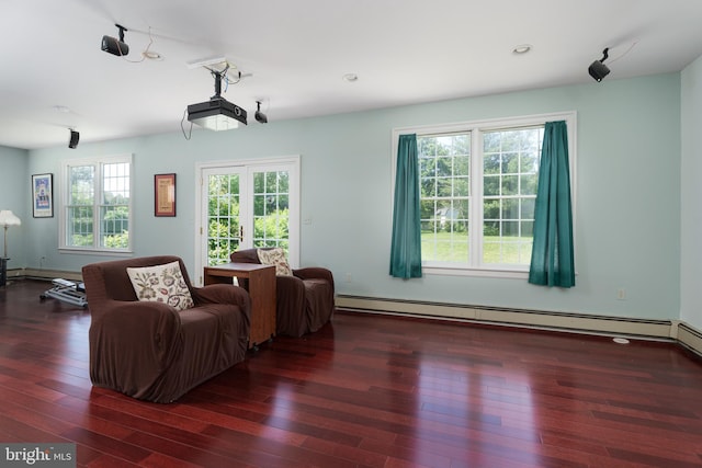 77 N Main St, Cranbury, NJ 08512 - living area with wood-type flooring, a baseboard radiator, and recessed lighting