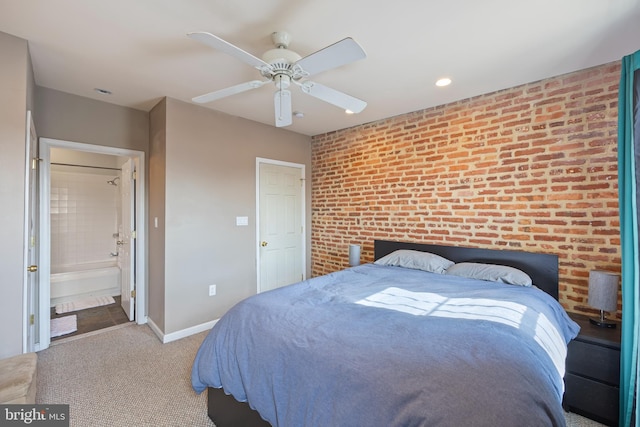 250 S Bouldin St, Baltimore, MD 21224 - bedroom featuring connected bathroom, carpet floors, recessed lighting, baseboards, and a ceiling fan