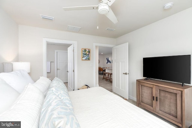 28020 Dew Drop Ln, Millville, DE 19967 - bedroom featuring visible vents, baseboards, and ceiling fan