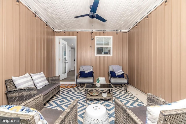 28020 Dew Drop Ln, Millville, DE 19967 - view of patio with an outdoor hangout area and a ceiling fan