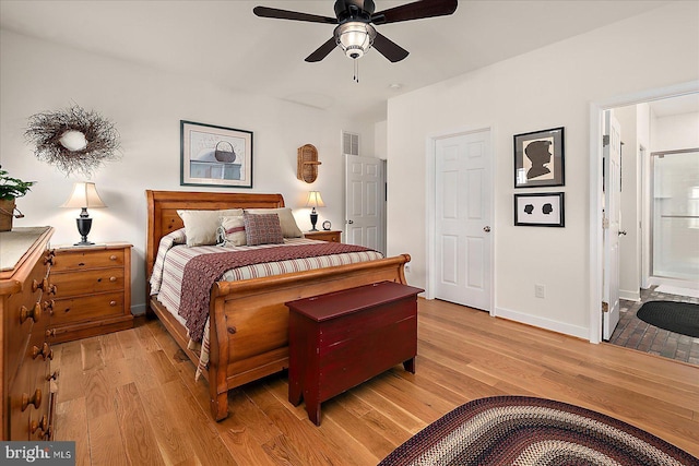 38284 Clearwater Ct, Ocean View, DE 19970 - bedroom with ceiling fan, light wood-style flooring, baseboards, and visible vents