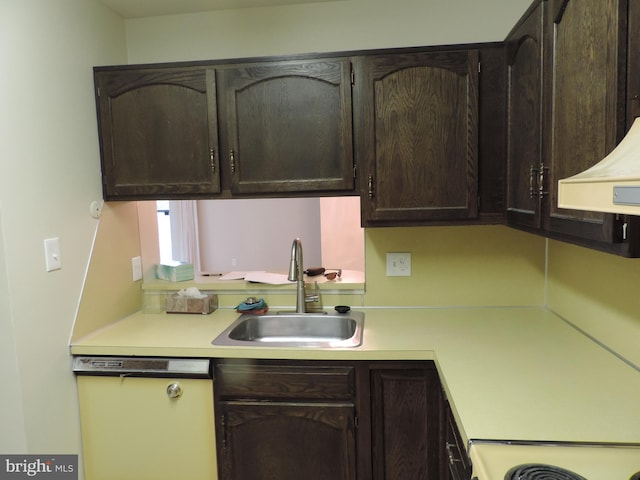 25 Church Rd Unit 007, Maple Shade, NJ 08052 - kitchen with dark brown cabinets, a sink, dishwasher, light countertops, and range