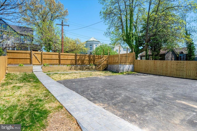 view of yard featuring fence private yard