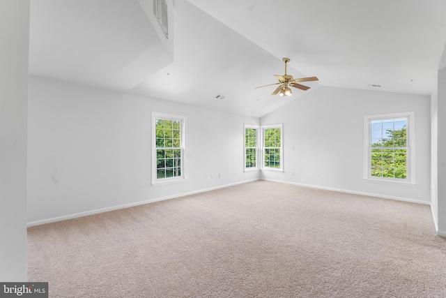 601 James Ridge Rd, Bowie, MD 20721 - carpeted empty room with ceiling fan, baseboards, and lofted ceiling