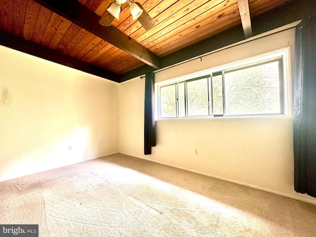 7839 Enola St Unit 204, Mclean, VA 22102 - carpeted spare room with wood ceiling with exposed beams and a ceiling fan