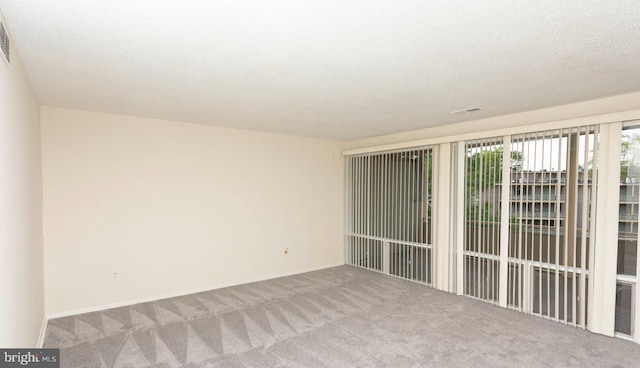 unfurnished room with baseboards, a textured ceiling, and carpet