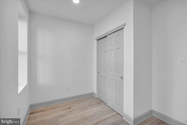 1452 N Felton St, Philadelphia, PA 19151 - unfurnished bedroom with baseboards, a closet, recessed lighting, and light wood-style flooring