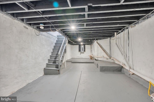 1452 N Felton St, Philadelphia, PA 19151 - unfinished below grade area featuring stairs and electric panel