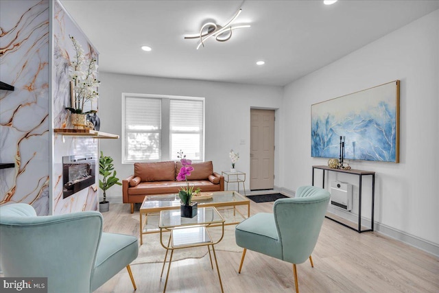 1452 N Felton St, Philadelphia, PA 19151 - living room featuring baseboards, recessed lighting, and wood finished floors
