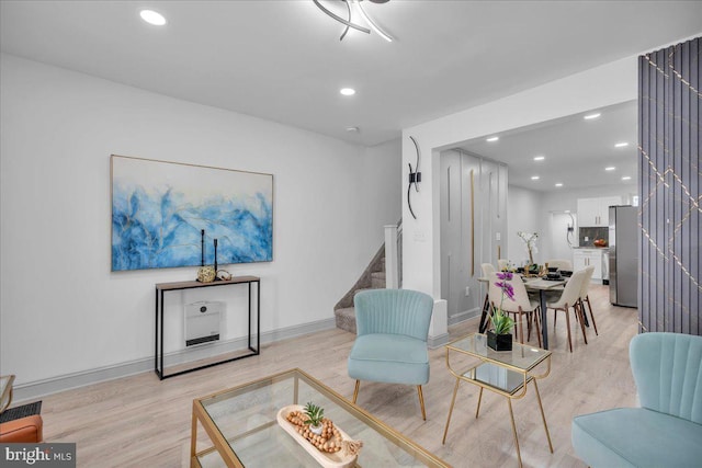 1452 N Felton St, Philadelphia, PA 19151 - living room featuring light wood-style floors, recessed lighting, and stairs