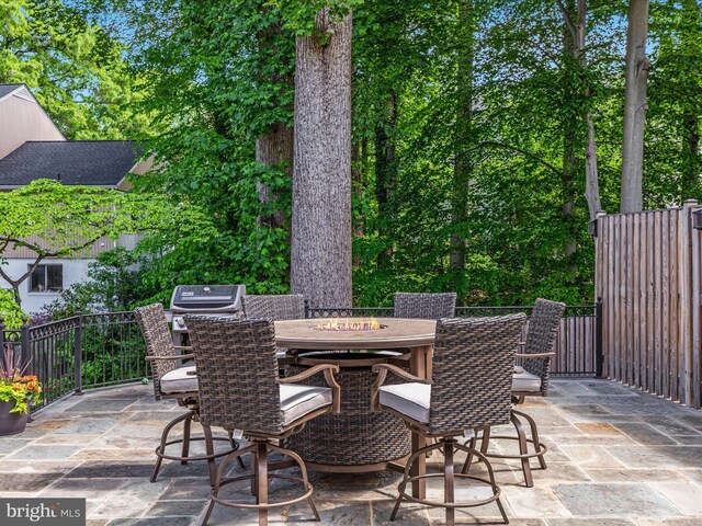 view of patio with outdoor dining space and grilling area