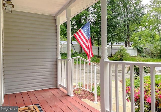 411 N Ln, Prince Frederick, MD 20678 - wooden deck featuring fence and covered porch