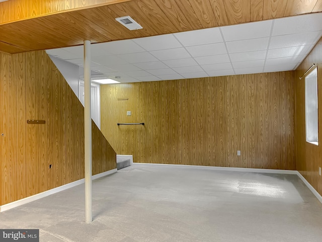 411 N Ln, Prince Frederick, MD 20678 - basement with wood walls, baseboards, and carpet floors