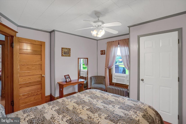 2050 Legion Rd, Clearfield, PA 16830 - bedroom featuring ceiling fan, ornamental molding, radiator heating unit, and cooling unit
