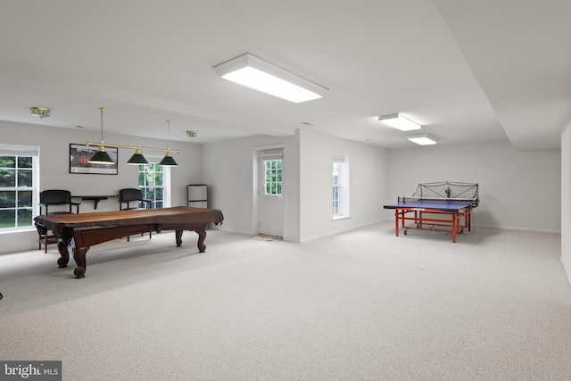 11404 Ramsburg Ct, North Potomac, MD 20878 - playroom with billiards table, carpet, and baseboards