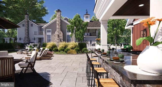 view of patio / terrace with outdoor dry bar