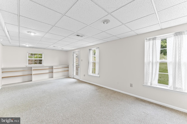 493 Stoneglen St, Collegeville, PA 19426 - spare room with carpet flooring, baseboards, visible vents, and a paneled ceiling