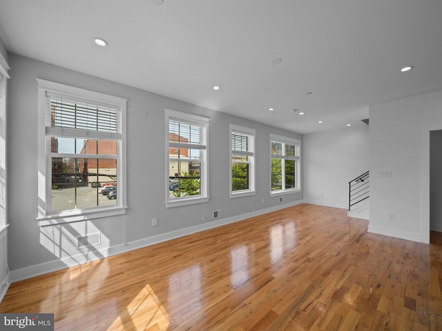 106-12 W Jefferson St Unit 2, Philadelphia, PA 19122 - spare room featuring stairway, light wood-style flooring, visible vents, and recessed lighting