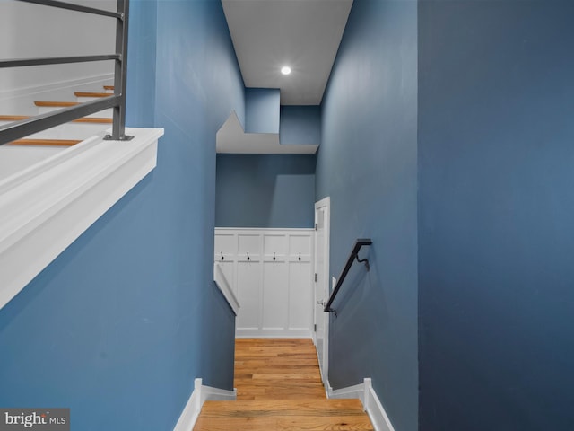 106-12 W Jefferson St Unit 2, Philadelphia, PA 19122 - staircase with recessed lighting, baseboards, and wood finished floors