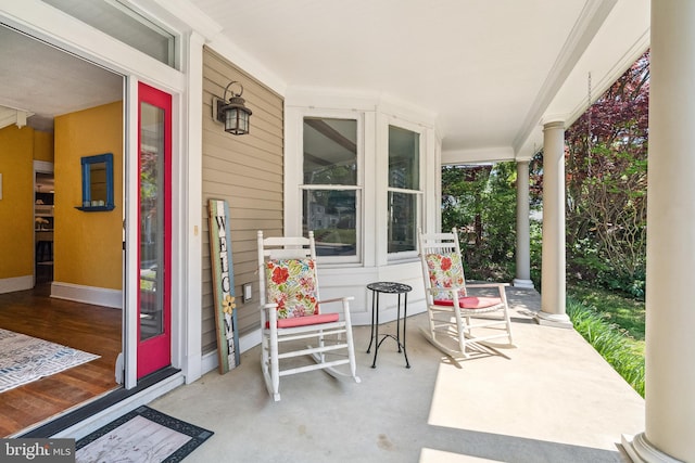 view of patio with a porch