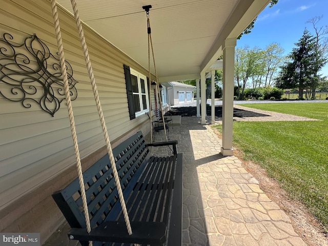 111 Heron Ln, Augusta, WV 26704 - covered porch featuring a lawn