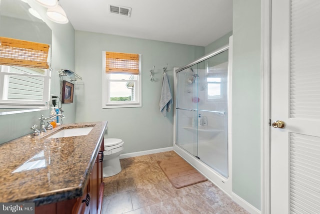 111 Heron Ln, Augusta, WV 26704 - full bathroom featuring toilet, vanity, a stall shower, and baseboards