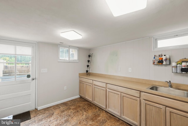 111 Heron Ln, Augusta, WV 26704 - kitchen featuring a sink, healthy amount of natural light, light countertops, and light brown cabinets