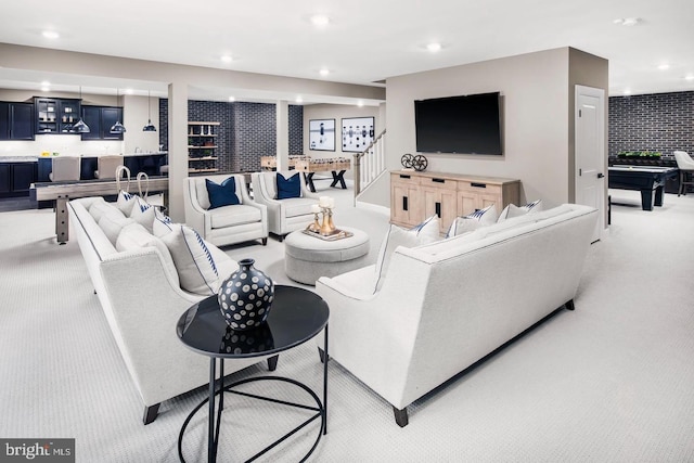 2682 Broadhorn Dr, Odenton, MD 21113 - living area with recessed lighting, bar area, and light carpet
