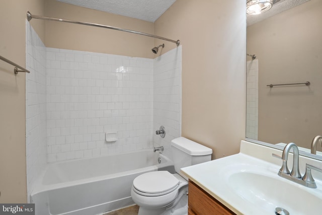 3707 Elmcrest Ln, Bowie, MD 20716 - full bathroom featuring a textured ceiling, toilet, vanity, and tub / shower combination