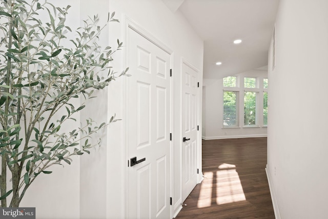 902 Santmyer Dr SE, Leesburg, VA 20175 - hallway with wood finished floors, baseboards, and recessed lighting