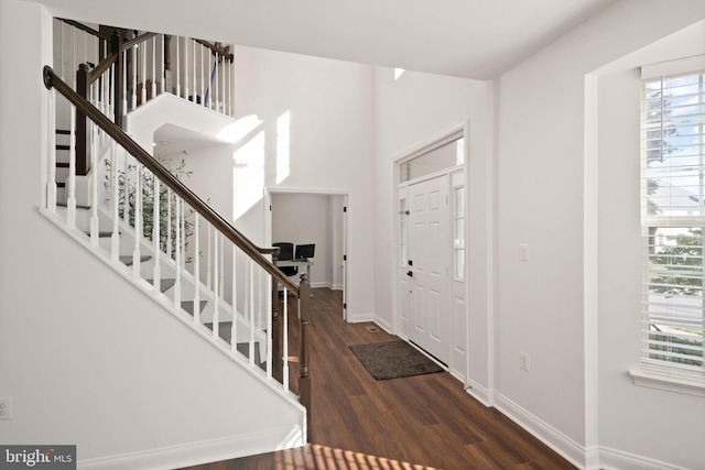 902 Santmyer Dr SE, Leesburg, VA 20175 - entryway with wood finished floors, stairs, and healthy amount of natural light