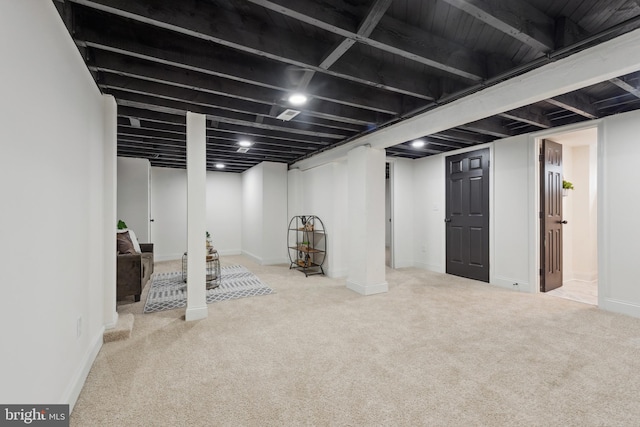 finished below grade area with carpet floors and baseboards