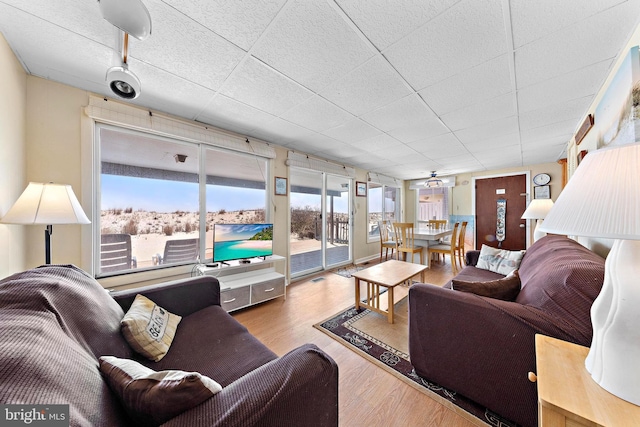 4505-4507 Ocean Blvd, Long Beach Township, NJ 08008 - living room with wood finished floors and a paneled ceiling