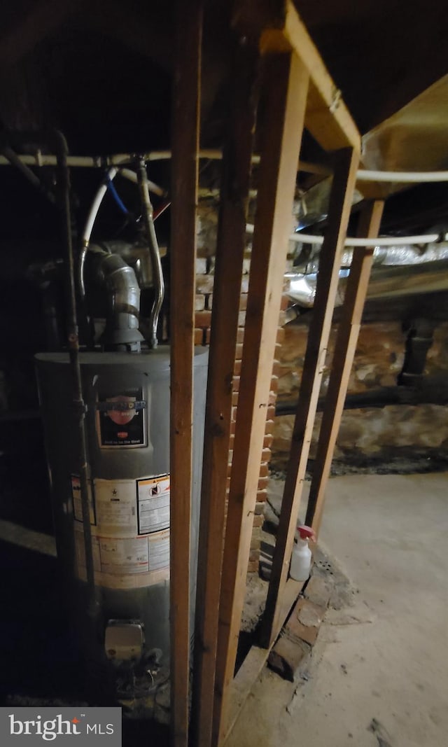 utility room with gas water heater