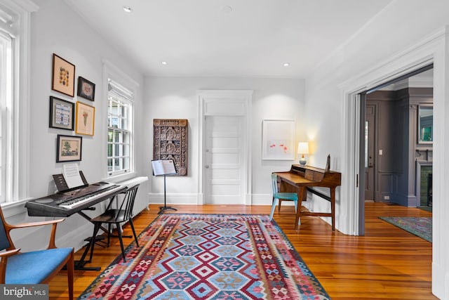 3101 Highland Pl NW, Washington, DC 20008 - office area with baseboards, recessed lighting, and wood finished floors