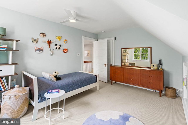 3101 Highland Pl NW, Washington, DC 20008 - bedroom featuring light colored carpet, ceiling fan, and vaulted ceiling