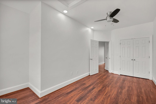 66 O St NW, Washington, DC 20001 - unfurnished bedroom featuring recessed lighting, baseboards, wood finished floors, and a closet