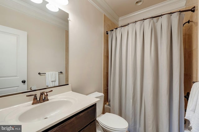 7312 Gordons Rd, Falls Church, VA 22043 - bathroom with ornamental molding, toilet, and vanity