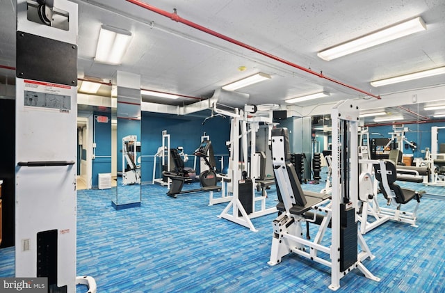 gym with carpet