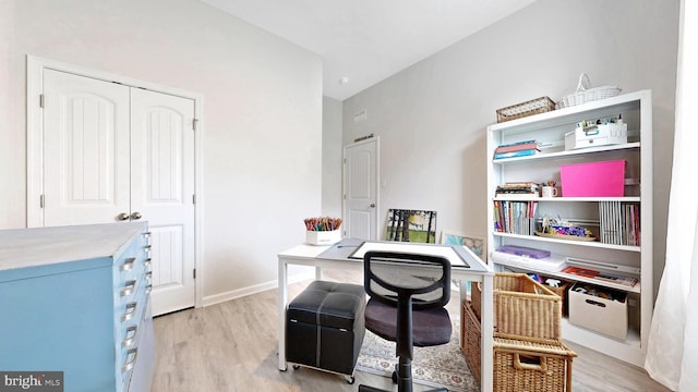 office featuring light wood-type flooring