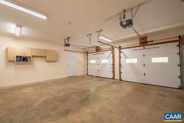 garage with a garage door opener