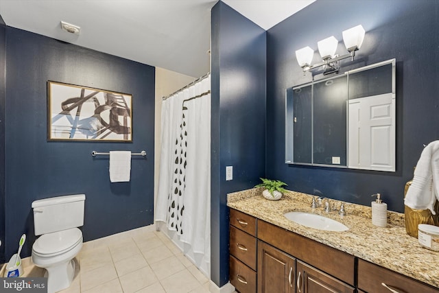 1600 Arch St Unit 1706, Philadelphia, PA 19103 - full bathroom with toilet, a shower with shower curtain, tile patterned floors, baseboards, and vanity