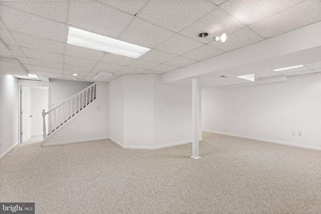4 Honeysuckle Dr, Robbinsville, NJ 08691 - finished below grade area featuring carpet flooring, a drop ceiling, stairway, and baseboards