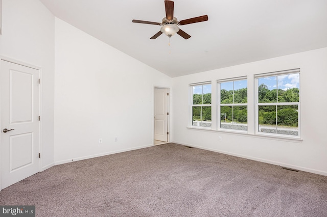 7241 Martin Farm Cir, Baltimore, MD 21237 - spare room with carpet floors, a ceiling fan, baseboards, and high vaulted ceiling